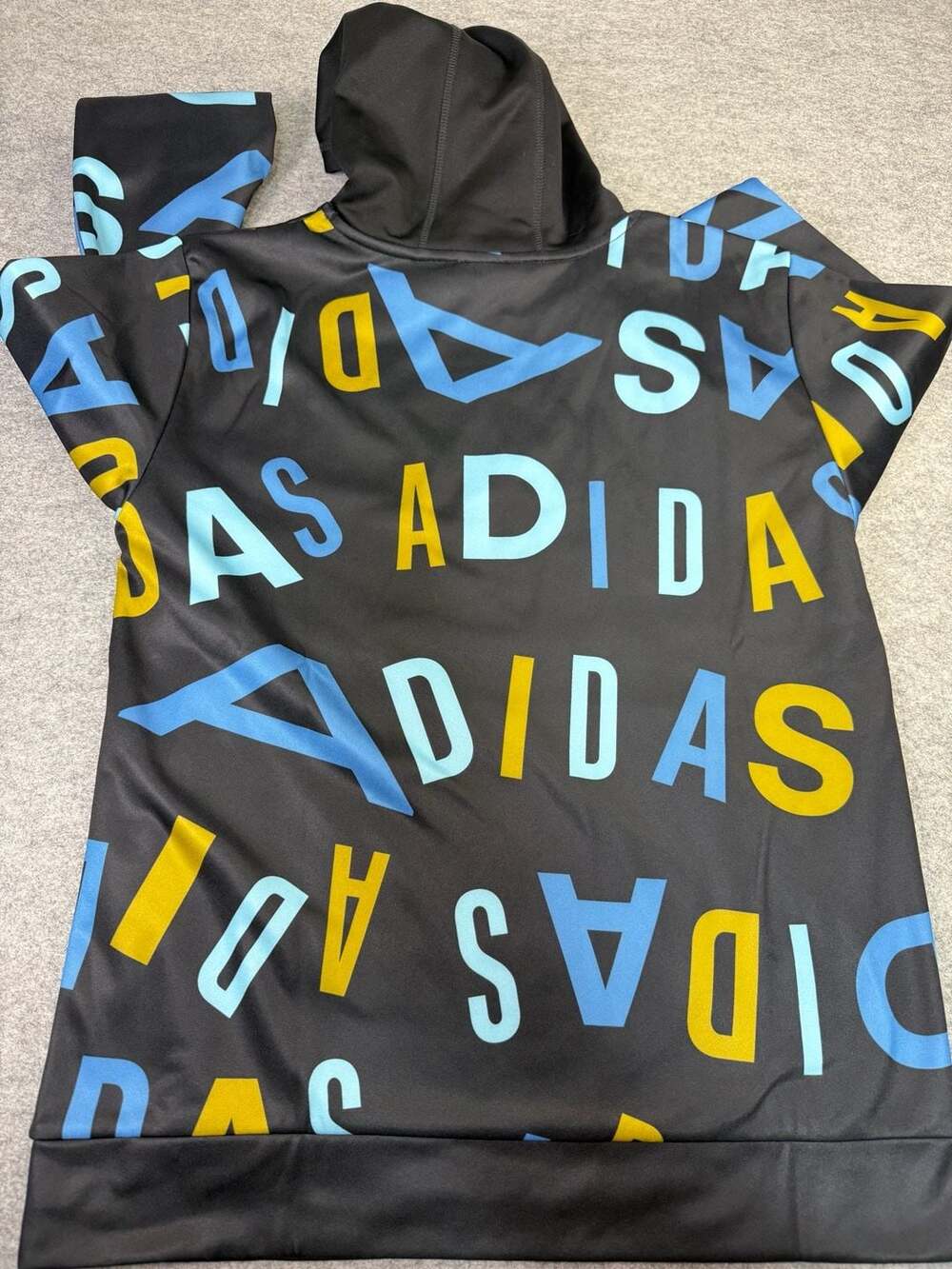 Adidas Allover Print Pullover Hoodie Size XL Black